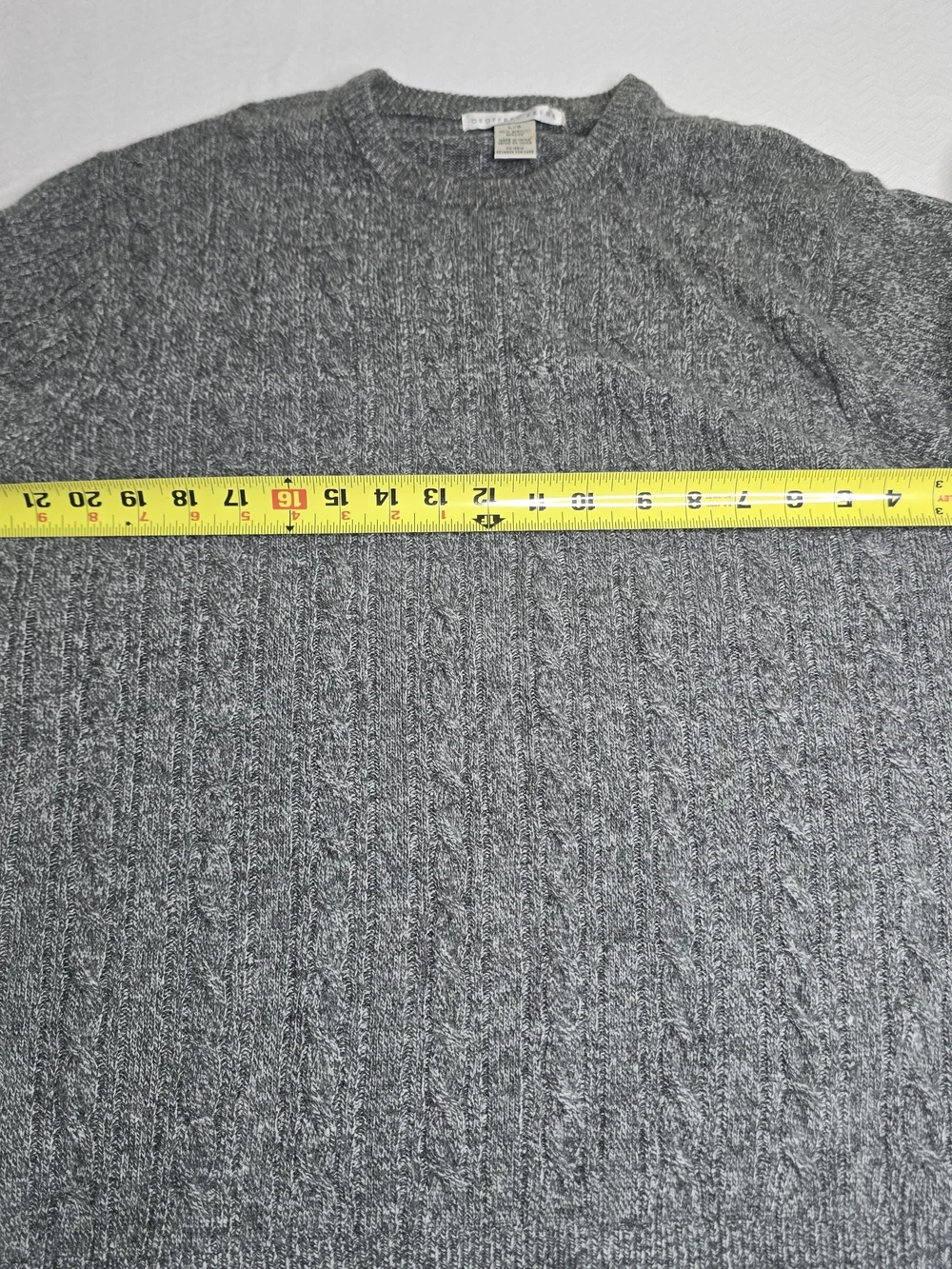 Geoffrey Beene Men's Gray Cable Knit Sweater Size Large Crew Neck